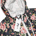 Women’s cropped windbreaker Roses Vintage Flower pattern on navy Summer Rose Women's Cropped Windbreaker Jacket