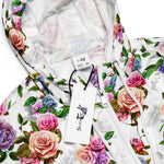 Women’s cropped windbreaker Roses, peony with leaves and chamomile with cornflowers Summer Rose Women's Cropped Windbreaker Jacket