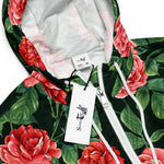 Women’s cropped windbreaker Seamless pattern with Red Roses Flowers Summer Rose Women's Cropped Windbreaker Jacket
