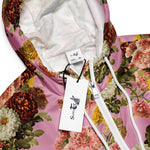 Women’s cropped windbreaker Vintage Chrysanthemum Flowers on Dusty Rose Pink Summer Rose Women's Cropped Windbreaker Jacket