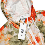 Women’s cropped windbreaker Vintage Floral Fabric Orange Rose Garden Summer Rose Women's Cropped Windbreaker Jacket