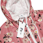 Women’s cropped windbreaker Vintage flower seamless pattern on pink Summer Rose Women's Cropped Windbreaker Jacket