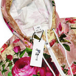 Women’s cropped windbreaker Vintage Gold Floral Pink Roses Damask Garden Summer Rose Women's Cropped Windbreaker Jacket