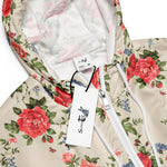 Women’s cropped windbreaker Vintage Red Rose Blue Bells Summer Rose Women's Cropped Windbreaker Jacket