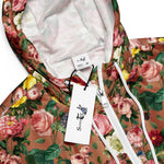 Women’s cropped windbreaker Vintage Rose Garden in Teal Summer Rose Women's Cropped Windbreaker Jacket