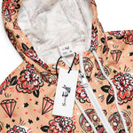 Women’s cropped windbreaker Vintage Roses, Diamonds and Skulls Summer Rose Women's Cropped Windbreaker Jacket