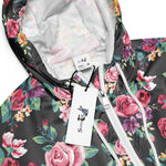 Women’s cropped windbreaker Vintage Tropical Rose Flower pattern Summer Rose Women's Cropped Windbreaker Jacket