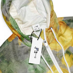 Women’s cropped windbreaker Vintage Yellow Rose and Grey Watercolor Floral Summer Rose Women's Cropped Windbreaker Jacket
