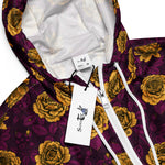 Women’s cropped windbreaker Yellow roses and Purple Leaves Summer Rose Women's Cropped Windbreaker Jacket