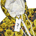 Women’s cropped windbreaker Yellow Roses with Blue Leaves Summer Rose Women's Cropped Windbreaker Jacket