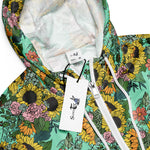 Women’s cropped windbreaker Yellow Sunflowers and Pink Roses Flower Summer Rose Women's Cropped Windbreaker Jacket