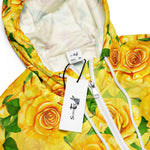 Women’s cropped windbreaker Yellow Watercolor Roses Garden Summer Rose Women's Cropped Windbreaker Jacket