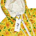Women’s cropped windbreaker Yellow watercolor Roses pattern Summer Rose Women's Cropped Windbreaker Jacket