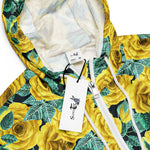 Women’s cropped windbreaker Yellow Watercolor Roses with Leaves and Buds pattern Summer Rose Women's Cropped Windbreaker Jacket