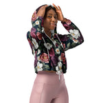 Women’s cropped windbreaker Floral Pattern Garden Flower Summer Rose Women's Cropped Windbreaker