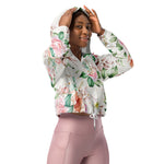Women’s cropped windbreaker Floral Pattern Pink Rose Summer Rose Women's Cropped Windbreaker