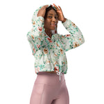 Women’s cropped windbreaker Floral Pattern Rose Pink Garden Summer Rose Women's Cropped Windbreaker