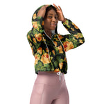 Women’s cropped windbreaker Floral pattern with Beautiful Roses Summer Rose Women's Cropped Windbreaker