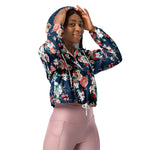 Women’s cropped windbreaker Floral Pattern with Roses and Small Flowers Summer Rose Women's Cropped Windbreaker