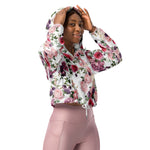 Women’s cropped windbreaker Floral pattern with Roses Garden Watercolor Summer Rose Women's Cropped Windbreaker