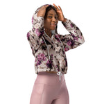 Women’s cropped windbreaker Floral Pattern with Roses on Light Summer Rose Women's Cropped Windbreaker
