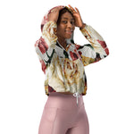 Women’s cropped windbreaker Floral pattern with Roses Watercolor Summer Rose Women's Cropped Windbreaker