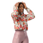 Women’s cropped windbreaker Floral Rose Flower Watercolor Summer Rose Women's Cropped Windbreaker Jacket