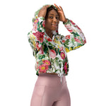 Women’s cropped windbreaker Floral Roses Vintage Spring Summer Rose Women's Cropped Windbreaker Jacket