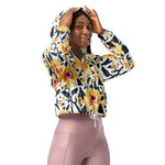 Women’s cropped windbreaker Floral seamless pattern with Roses Flower Summer Rose Women's Cropped Windbreaker Jacket