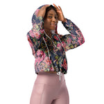 Women’s cropped windbreaker Floral Watercolor Botanicals Flower Summer Rose Women's Cropped Windbreaker Jacket