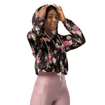 Women’s cropped windbreaker Garden Flower Rose Dark Pattern Summer Rose Women's Cropped Windbreaker Jacket