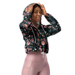 Women’s cropped windbreaker Garden Flower Rose Pattern Summer Rose Women's Cropped Windbreaker Jacket