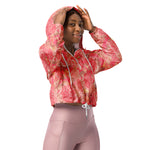 Women’s cropped windbreaker Garden flowers pink peoni and Chick Summer Rose Women's Cropped Windbreaker Jacket