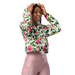 Women’s cropped windbreaker Garden Roses Pattern Flower Summer Rose Women's Cropped Windbreaker Jacket
