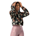Women’s cropped windbreaker Ornate Seamless Pattern With Vintage Peonies Rose Summer Rose Women's Cropped Windbreaker Jacket