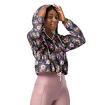 Women’s cropped windbreaker Pink & Purple Peonies Floral Summer Rose Women's Cropped Windbreaker Jacket