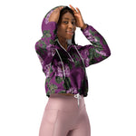 Women’s cropped windbreaker Pink Tapestry Roses Summer Rose Women's Cropped Windbreaker Jacket