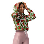 Women’s cropped windbreaker Poinsettia Garden Pattern Summer Rose Women's Cropped Windbreaker Jacket