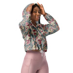 Women’s cropped windbreaker Pretty Pink Roses Pattern Summer Rose Women's Cropped Windbreaker Jacket