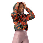 Women’s cropped windbreaker Red pumpkin seamless pattern and carrots Summer Rose Women's Cropped Windbreaker Jacket