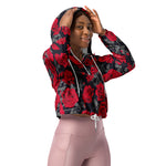 Women’s cropped windbreaker Red Rose Flowers Vintage Summer Rose Women's Cropped Windbreaker Jacket