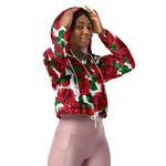 Women’s cropped windbreaker Red Roses vintage flower Summer Rose Women's Cropped Windbreaker Jacket