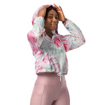 Women’s cropped windbreaker Romantic Elegant Pink Floral Summer Rose Women's Cropped Windbreaker Jacket