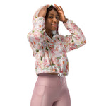Women’s cropped windbreaker Romantic Pink Rose Summer Rose Women's Cropped Windbreaker Jacket
