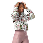 Women’s cropped windbreaker Romantic Pink Roses Floral Summer Rose Women's Cropped Windbreaker Jacket