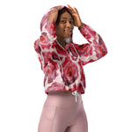 Women’s cropped windbreaker RosaCartoonus Romantic Watercolor Roses Summer Rose Women's Cropped Windbreaker Jacket