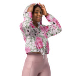 Women’s cropped windbreaker Rose Floral Pattern Summer Rose Women's Cropped Windbreaker Jacket