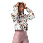 Women’s cropped windbreaker Rose Pink Elegant Floral Watercolor Summer Rose Women's Cropped Windbreaker Jacket