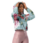 Women’s cropped windbreaker Rose Pink Flower Pattern Summer Rose Women's Cropped Windbreaker Jacket