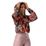Women’s cropped windbreaker Roses Flower Berries Tarantula Snake Summer Rose Women's Cropped Windbreaker Jacket